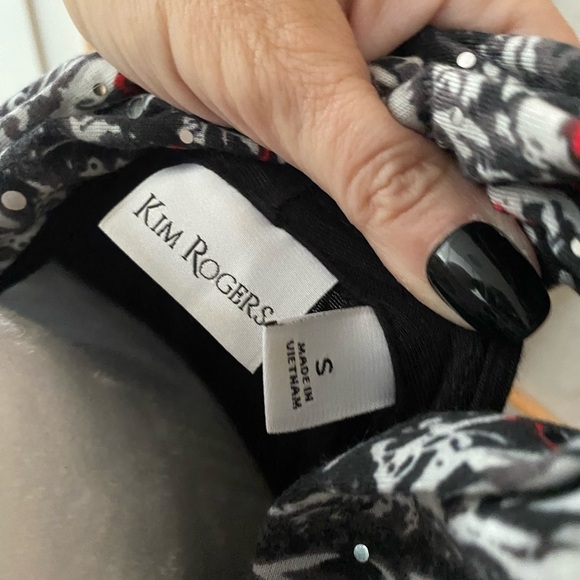 Kim Rogers Black Open Cardigan 2 Piece Set Tank Abstract Infinity Scarf Women S - Picture 5 of 7